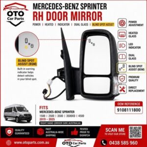 Mercedes-Benz Sprinter RH Door Mirror BSM Heated Indicator 2019-2025 9108111800